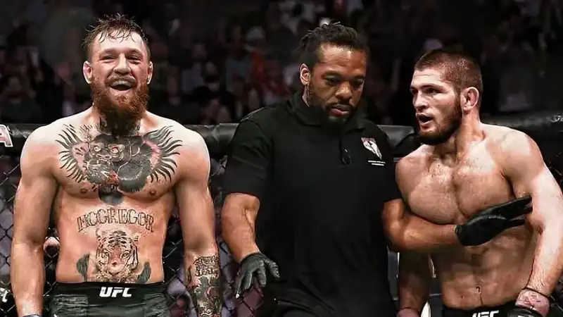 "Что ты мне сделаешь?": Конор Макгрегор плюнул в лицо фанату Хабиба Нурмагомедова (видео)