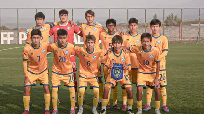 Разгромом завершился матч сборная Казахстана U-15 и сверстников из Кыргызстана