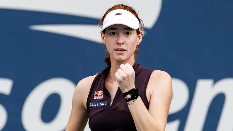 Майя Джойнт празднует победу над Самсоновой на US Open  