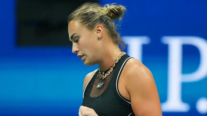 Арина Соболенко во время матча на US Open