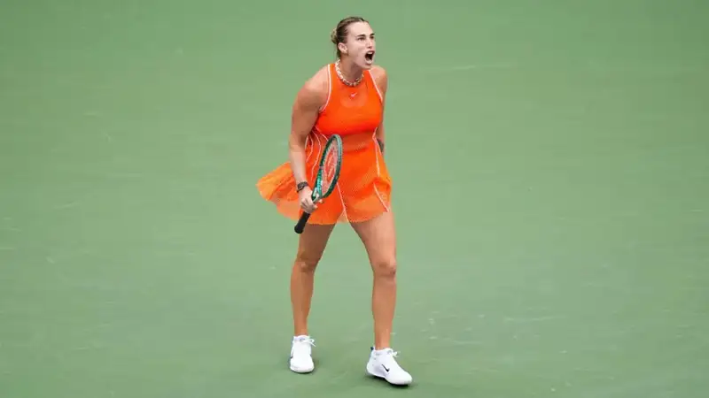  Арина Соболенко во время финального матча на US Open