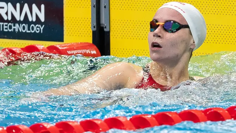 Казахстанка Ксения Игнатова после финиша на Азиаде в Японии 