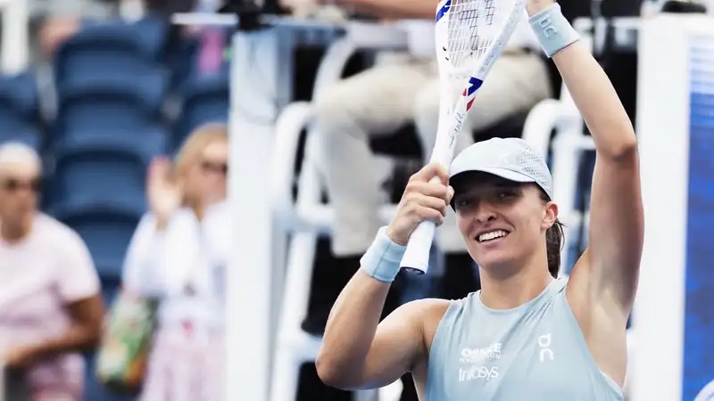 Ига Швёнтек на одном из турниров WTA