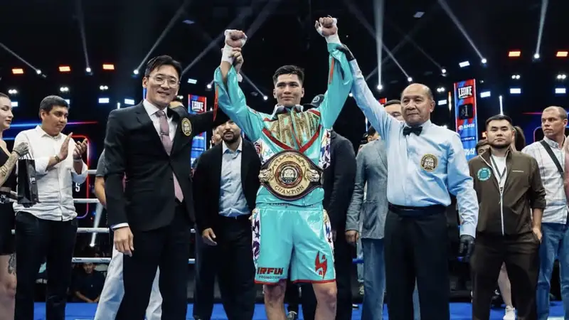 Армат Арманулы после завоевания титула WBA Asia
